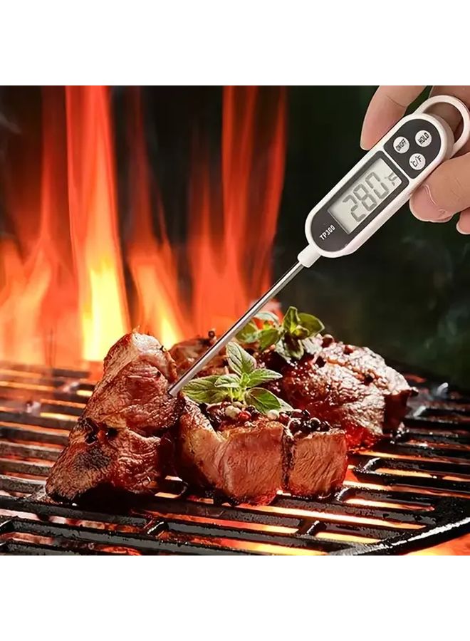 2Pcs White Digital Kitchen Thermometer For Perfectly Cooked Meals TP300 - Image 2